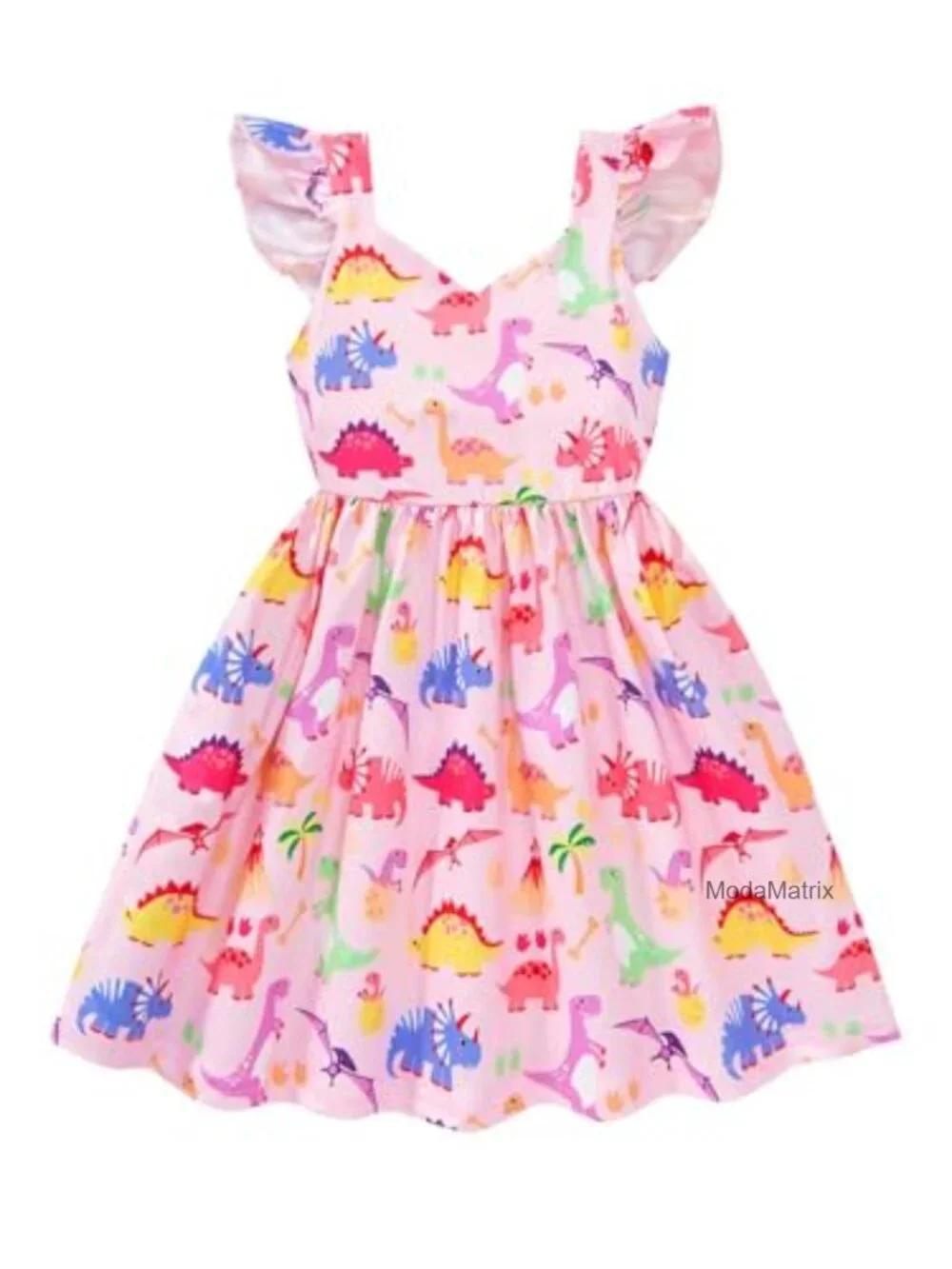 Toddler Girl Flutter Sleeve Summer Dress Kids Casual Sundress 100% Polyester